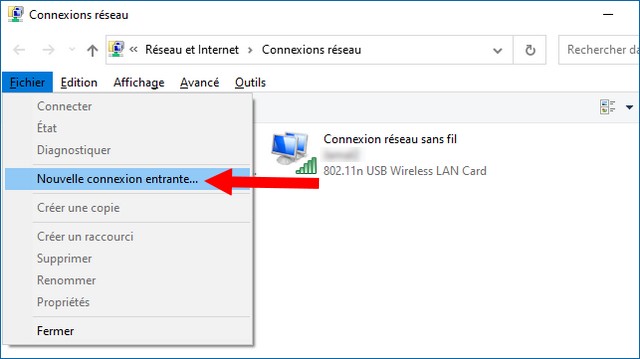 Nouvelle connexion entrante