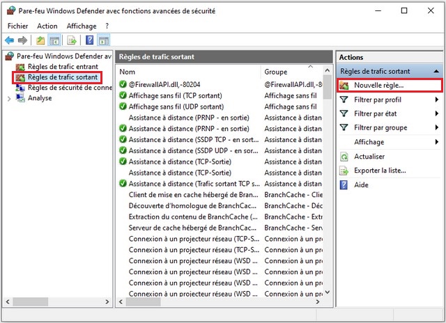 Ouvrir un port dans le pare-feu Windows 10