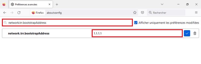 Paramètre network bootStrapAddress sur Firefox