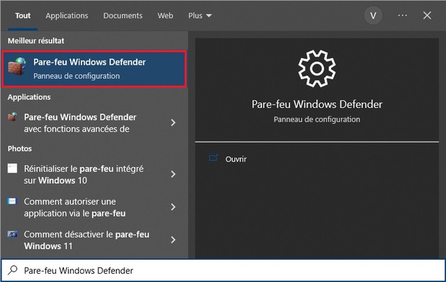 Pare-feu Windows Defender