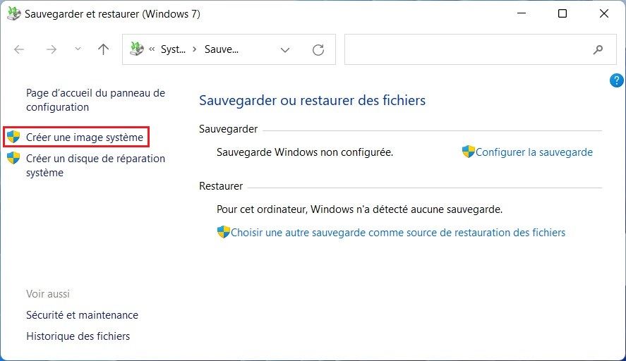 Sauvegarder Windows 11