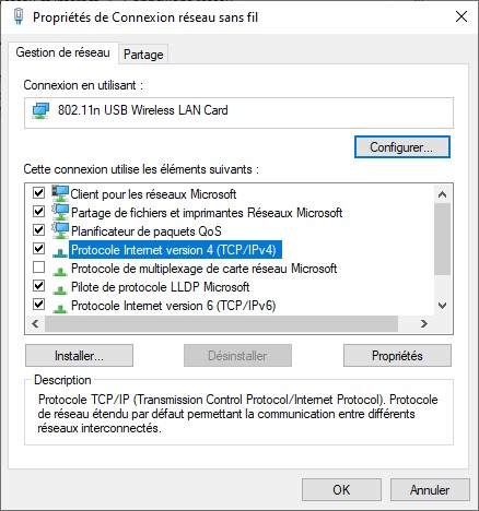 Sélectionner Internet Protocol Version 4