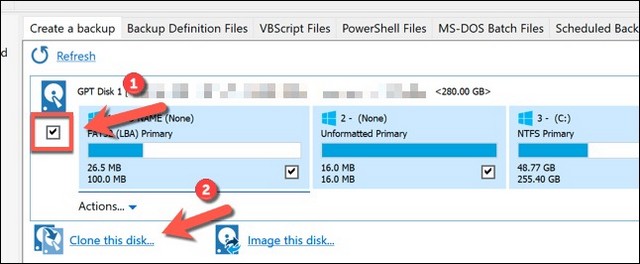 Sélectionner l'option Cloner ce disque