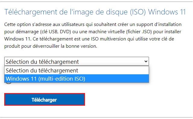 Sélectionner loption Windows 11