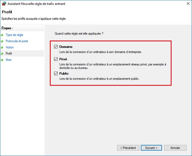 Sélectionnez le type de réseau