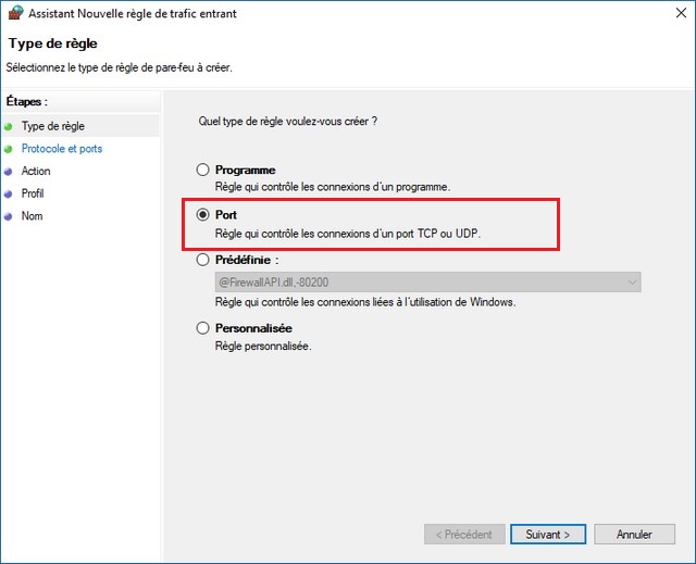 ouvrir un port dans le pare-feu