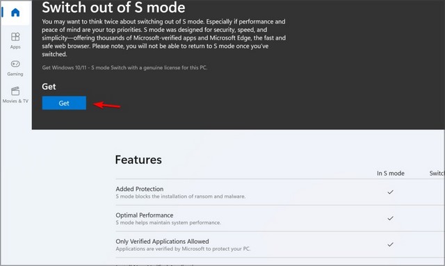 Sortir du mode S de Windows 11