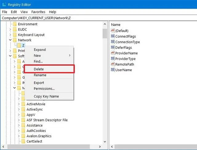 Supprimer un lecteur réseau dans Windows 10