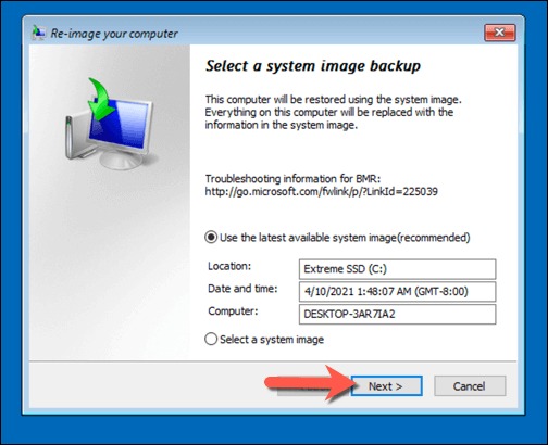 Utiliser la dernière image système disponible