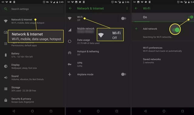 Activer le Wi-Fi sur Android 9