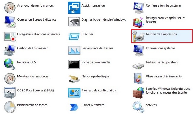 Cliquez sur Gestion de l'impression