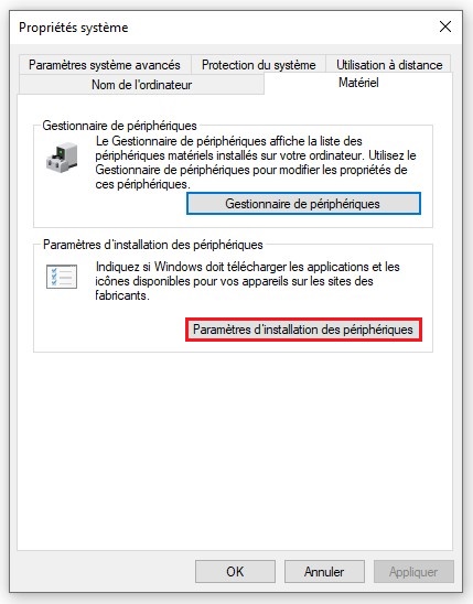 Click Device Installation Settings