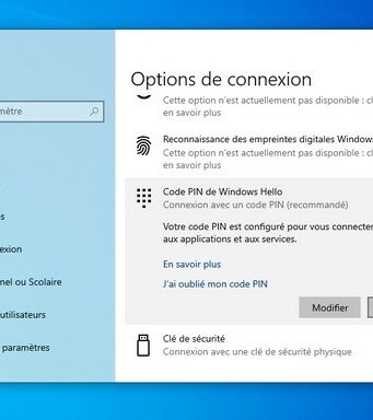 Comment supprimer le code PIN au démarrage Windows 10