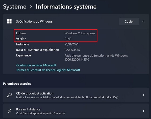 Connaître la version de Windows 11