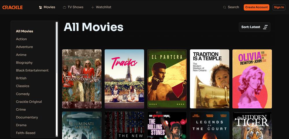 Crackle - meilleure alternative à Netflix