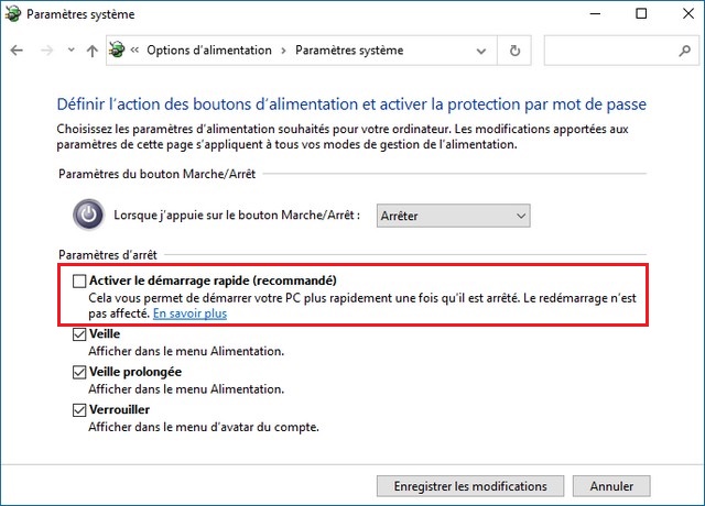 Désactiver le démarrage rapide de Windows 11