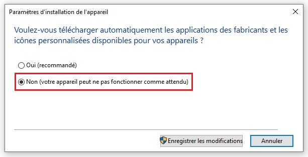 Désactiver les mises à jour automatique des pilotes