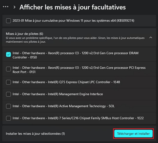 Installer les pilotes manquants sur Windows 11