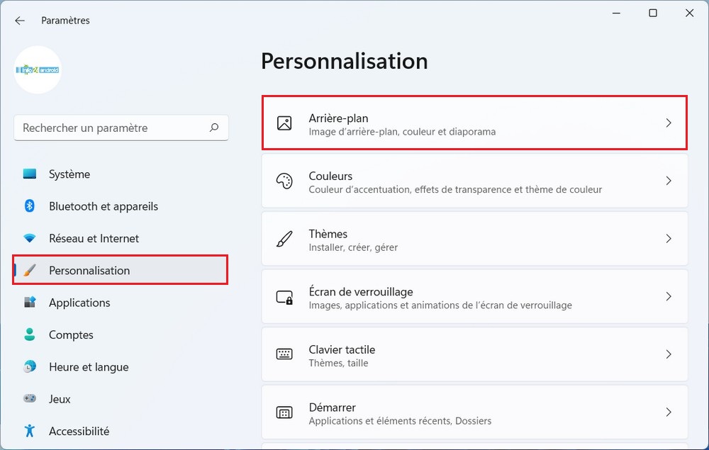 Personnalisation Windows 11