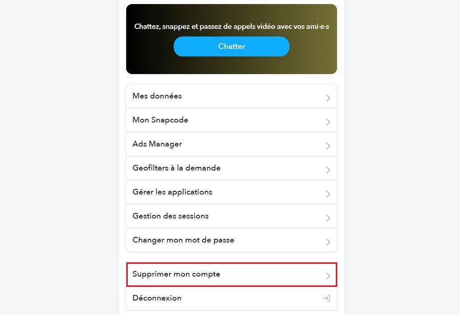 Supprimer votre compte Snapchat