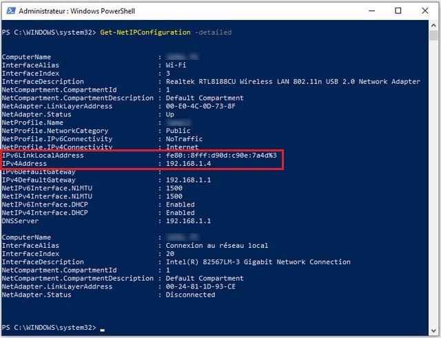 Trouver votre adresse IP avec les commandes PowerShell