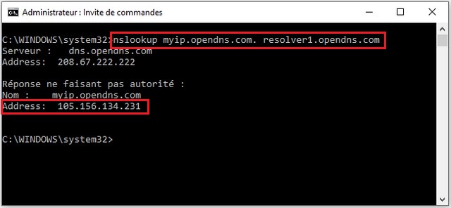 Trouver votre adresse IP publique avec l'invite de commande