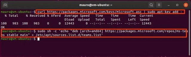 installer l'application Teams avec des commandes