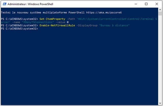 Activer le Bureau à distance avec PowerShell sur Windows 11