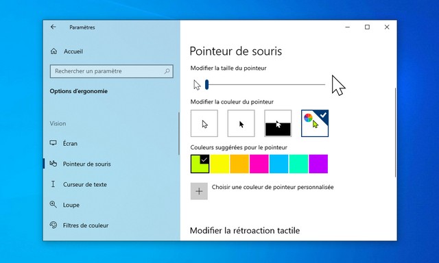 Changer la couleur du pointeur de la souris sous Windows 10