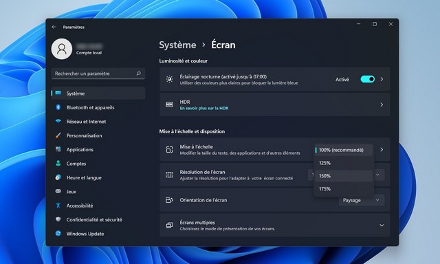 Comment changer la mise à l'échelle sur Windows 11