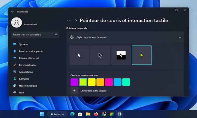 Changer la taille et la couleur de la souris sur Windows 11