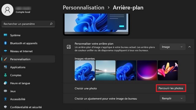 Changer arrière-plan du bureau virtuel
