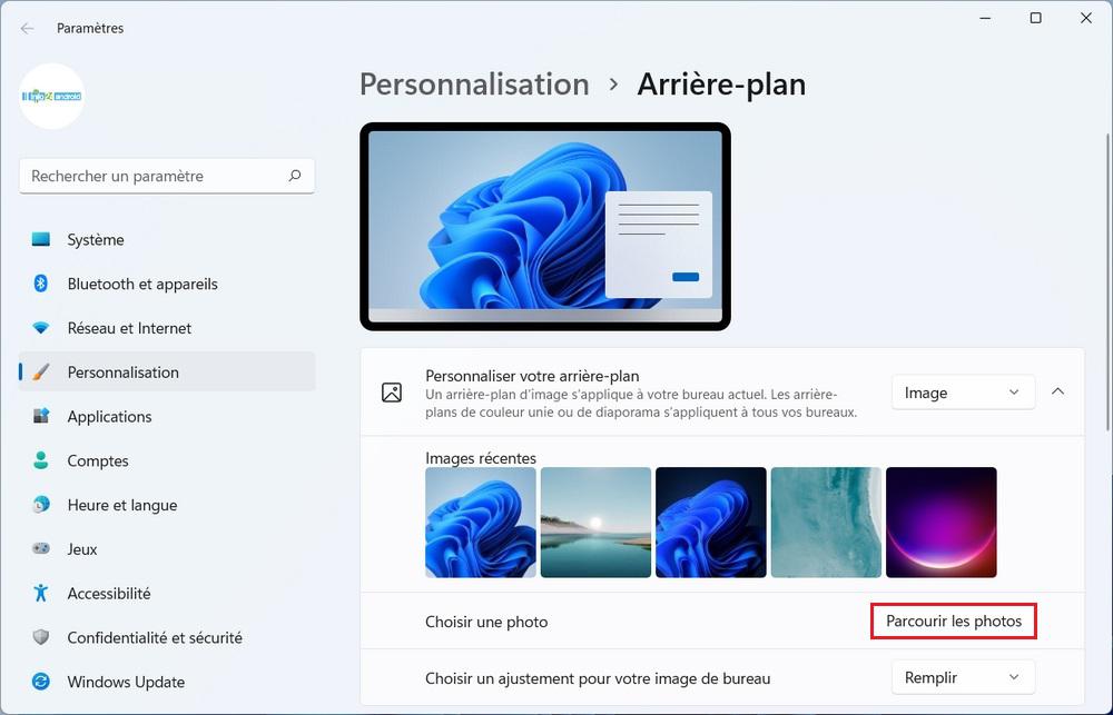 Changer le fond d'écran d'un bureau virtuel