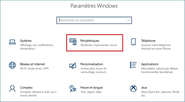 Cliquez sur Périphériques