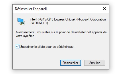 Cliquez sur le bouton Désinstaller