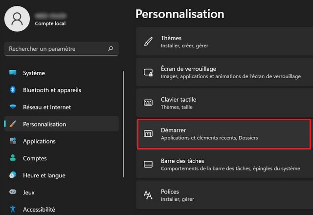 Cliquez sur l'onglet Démarrer