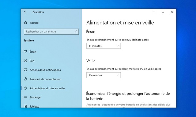 Comment modifier le temps de mise en veille de Windows 10