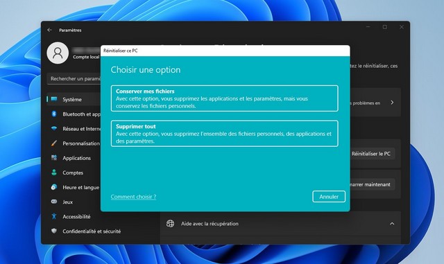 Comment réinitialiser Windows 11 sans perdre de données