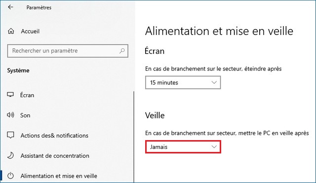 Configurer la mise en veille de son ordinateur