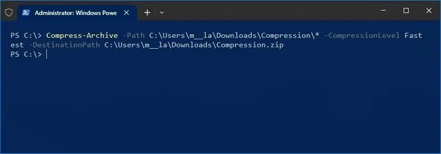 Modifier le taux de compression zip de PowerShell