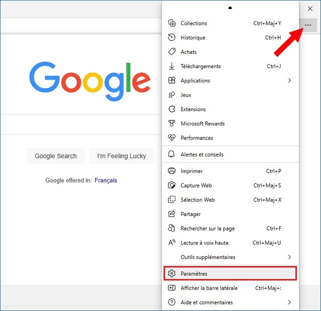 Paramètres Microsoft Edge