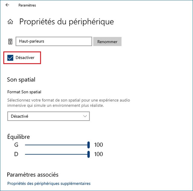 Propriétés du périphérique