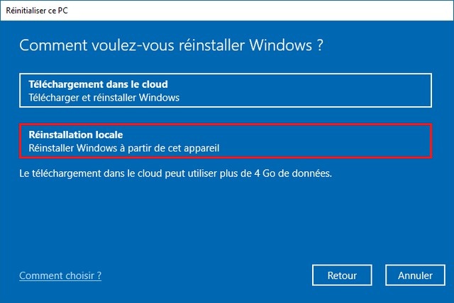 Réinitialiser Windows 11