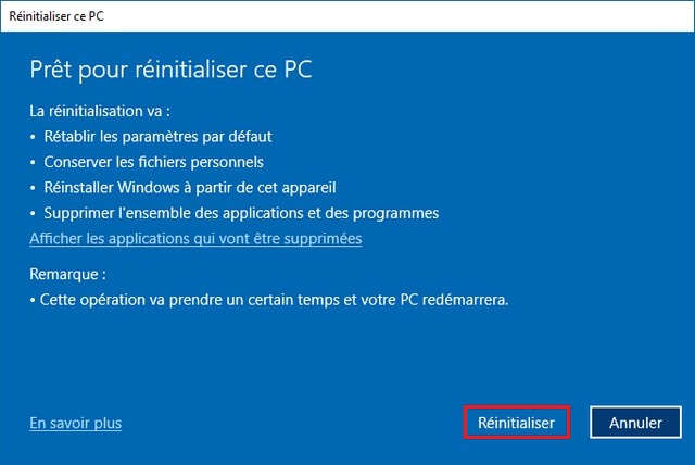 Réinitialiser son PC Windows 11