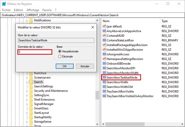 enlever la barre de recherche de Windows 11