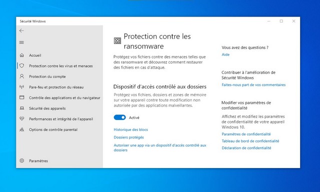 Comment activer la protection Anti-Ransomware de Windows 10