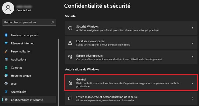 Confidentialité et sécurité