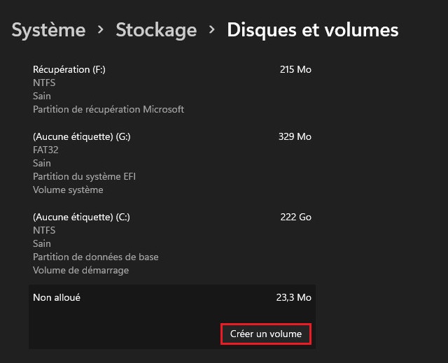 Créer une nouvelle partition sur Windows 11