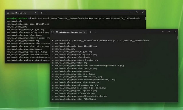 Décompresser ou extraire des fichiers .tar.gz sous Windows 11