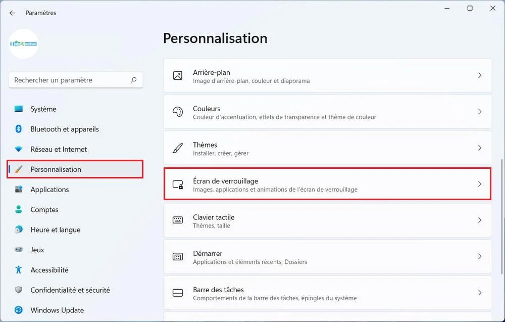 Personnalisation Windows 11